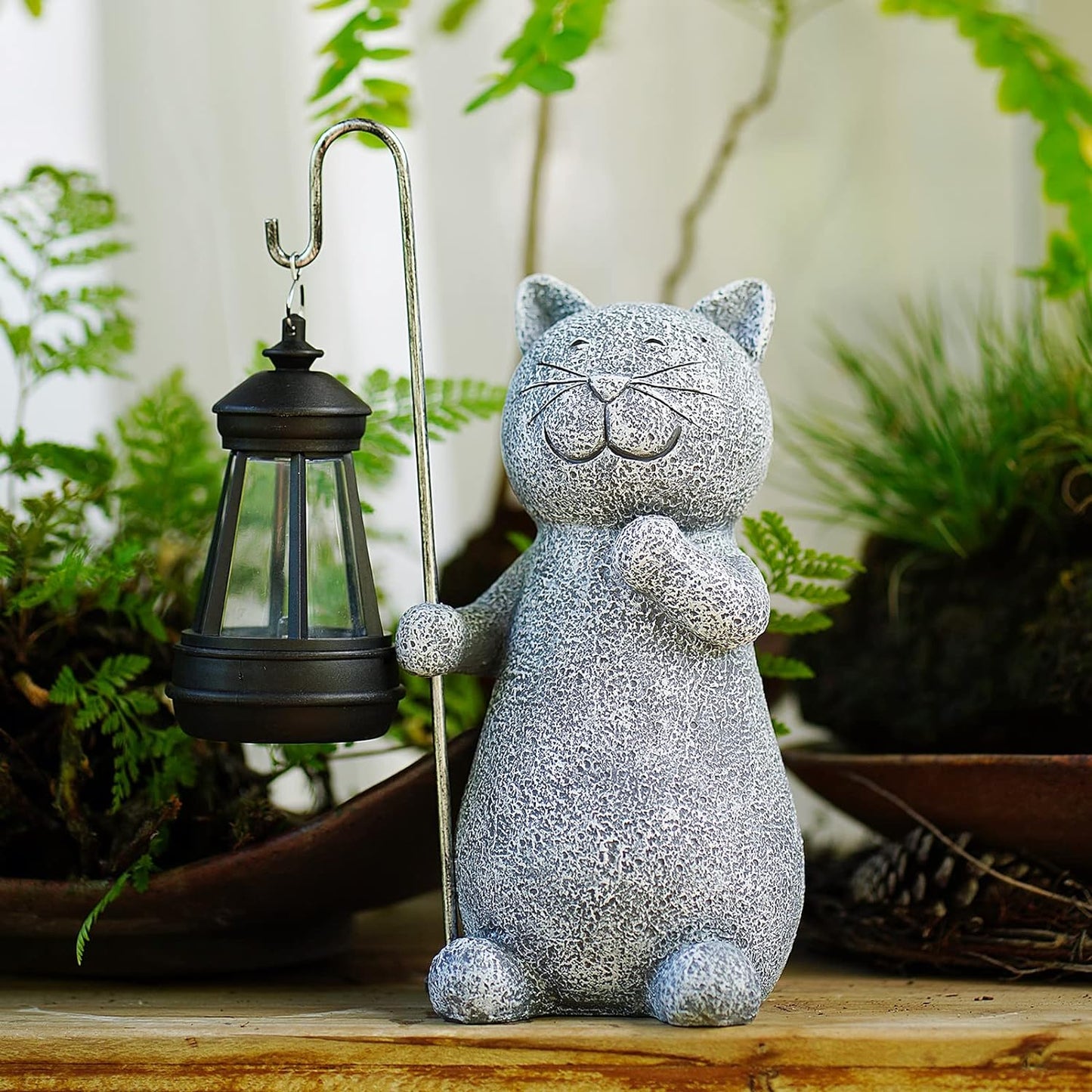 Solar Garden Statue Cat Figurine