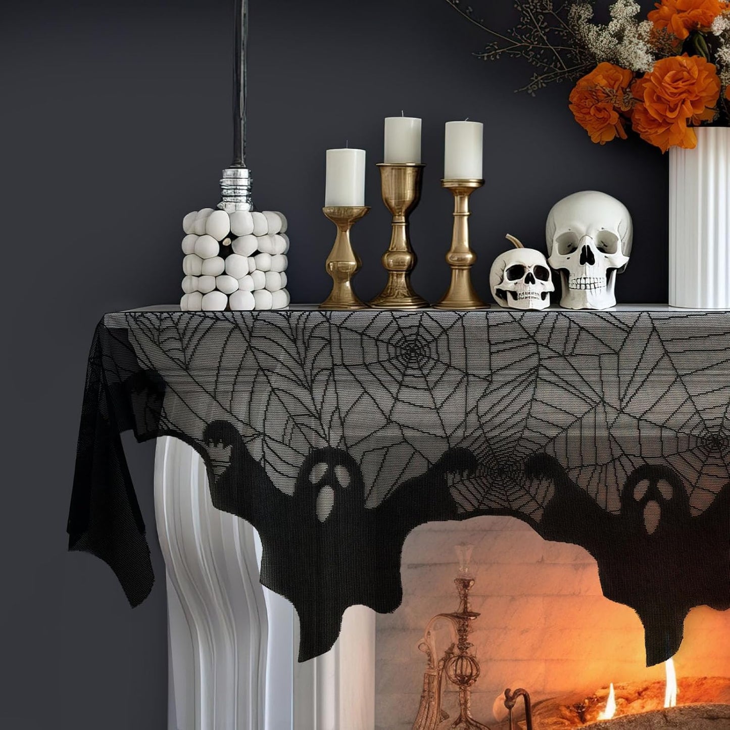 Lysliv Black Lace Spiderweb Halloween Decoration