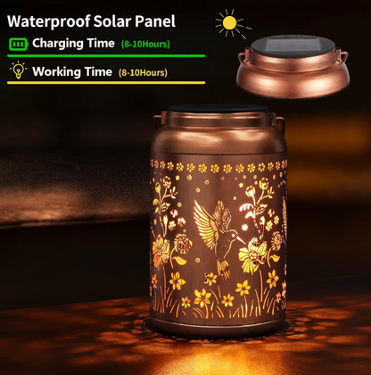 Solar Lanterns Outdoor Waterproof Hummingbird Garden Decor Gifts for Women Mom Grandma Hanging Solar Lights Metal Solar Decoration Outside for Yard, Patio,Backyard,Porch