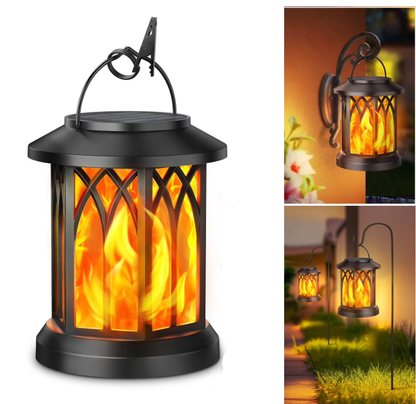1 Pack Solar Lantern Outdoor Lights, Upgraded Flickering Flame Solar Lanterns Lights Outdoor Waterproof, Hanging Lantern Decorative Solar Powered Lanterns for Yard Patio Path Tree Garden Decor