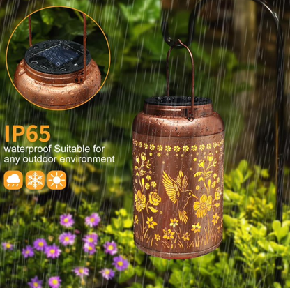 Solar Lanterns Outdoor Waterproof Hummingbird Garden Decor Gifts for Women Mom Grandma Hanging Solar Lights Metal Solar Decoration Outside for Yard, Patio,Backyard,Porch