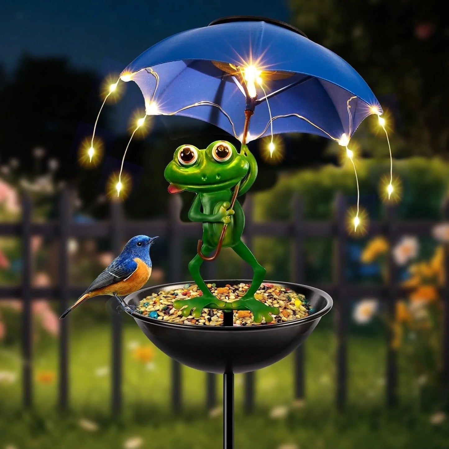 Hummingbird Feeder And Frog Garden Light