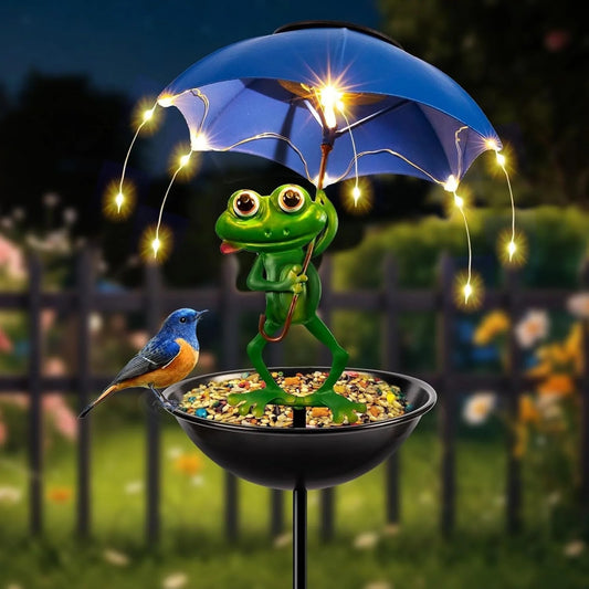 Hummingbird Feeder And Frog Garden Light