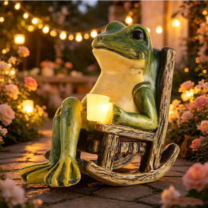 Miniature Frog Garden Statue Home Easter Gifts Decorations Fairy Garden Accessories Outdoor Lights Solar Garden Frog Decor Art Housewarming Gift for Patio,Yard,Lawn Ornament