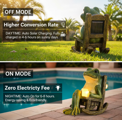 Miniature Frog Garden Statue Home Easter Gifts Decorations Fairy Garden Accessories Outdoor Lights Solar Garden Frog Decor Art Housewarming Gift for Patio,Yard,Lawn Ornament