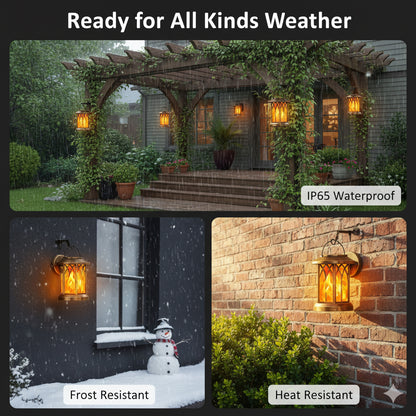 2 Pack Solar Lantern Outdoor Lights, Upgraded Flickering Flame Solar Lanterns Lights Outdoor Waterproof, Hanging Lantern Decorative Solar Powered Lanterns for Yard Patio Path Tree Garden Decor