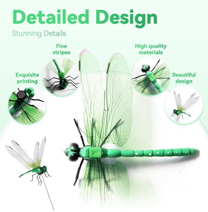 Dragonfly Clips to Keep Bugs Away, Realistic 3D Dragon Fly Clip Bug Repellent, Clip on Dragonfly for Bugs Repellent, Multicolor Waterproof Dragon Fly Clips for Hat Garden Decor Outside (8Pcs)