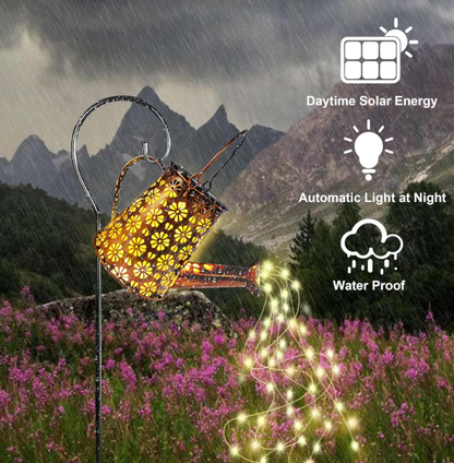 Solar Watering Can Lights Outdoor - Waterfall Cascading LED, Waterproof Garden Decor, Solar-Powered Hanging Lantern with DIY Bendable String Lights,yard decorations outdoor,Gardening Gifts for Mom Gr