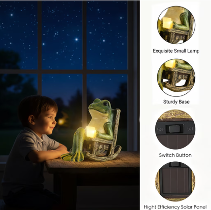 Miniature Frog Garden Statue Home Easter Gifts Decorations Fairy Garden Accessories Outdoor Lights Solar Garden Frog Decor Art Housewarming Gift for Patio,Yard,Lawn Ornament