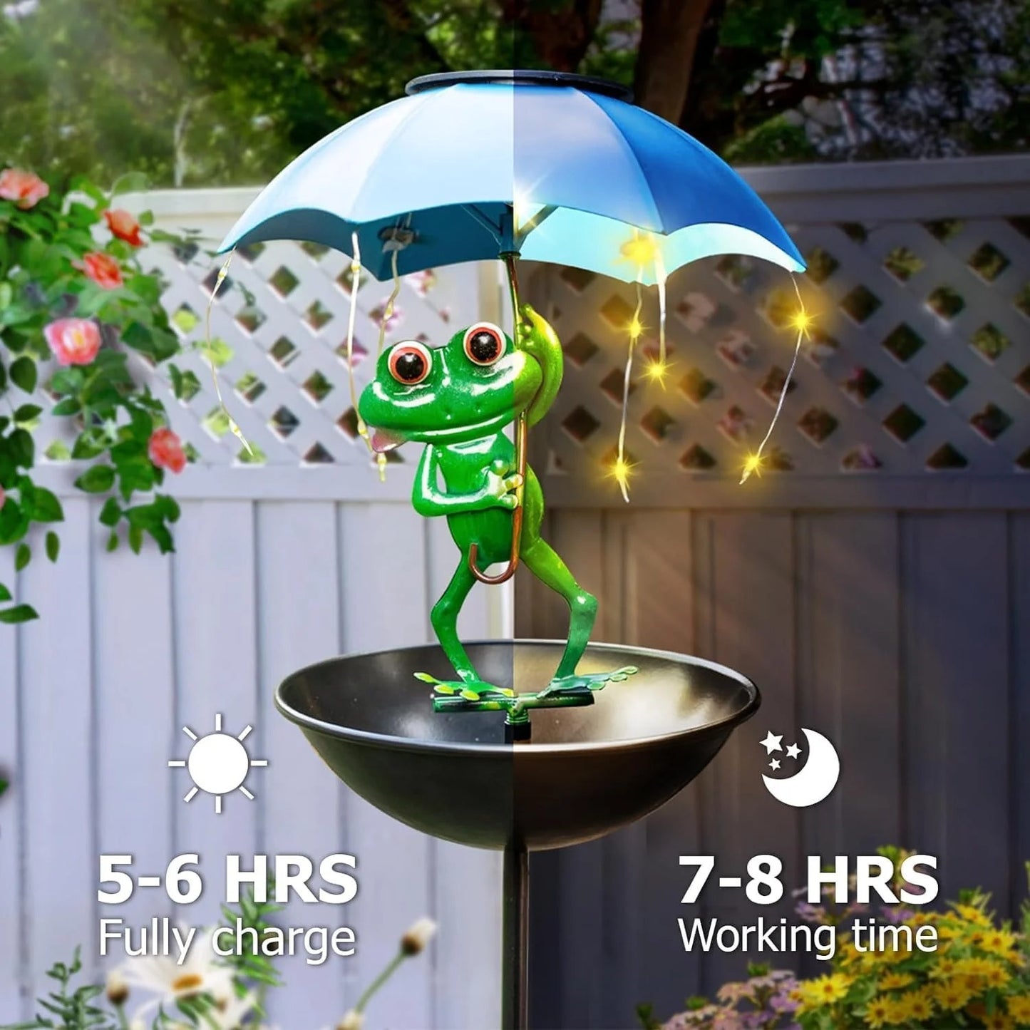 Hummingbird Feeder And Frog Garden Light