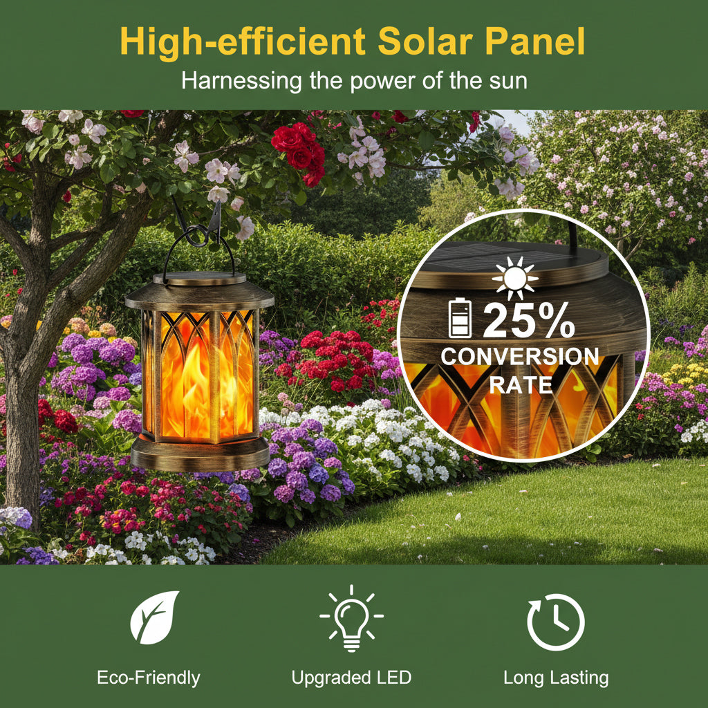 2 Pack Solar Lantern Outdoor Lights, Upgraded Flickering Flame Solar Lanterns Lights Outdoor Waterproof, Hanging Lantern Decorative Solar Powered Lanterns for Yard Patio Path Tree Garden Decor