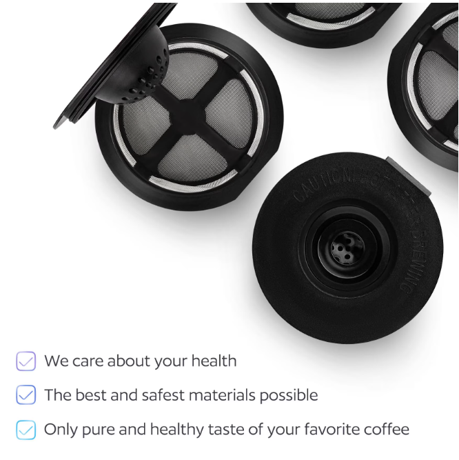 4 Reusable K Cups for Keurig Coffee Makers,Universal Eco-Friendly and Easy to Clean Reusable K Cups,K-Compact for Keurig 2.0 & 1.0 Brewers