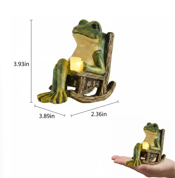 Miniature Frog Garden Statue Home Easter Gifts Decorations Fairy Garden Accessories Outdoor Lights Solar Garden Frog Decor Art Housewarming Gift for Patio,Yard,Lawn Ornament