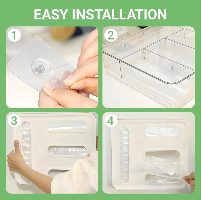 4 in 1 Food Storage Bag Organizer,BPA Free Ziplock Baggie Holder,Fits Gallon,Quart,Sandwich & Snack Bags,Drawer & Wall Mount
