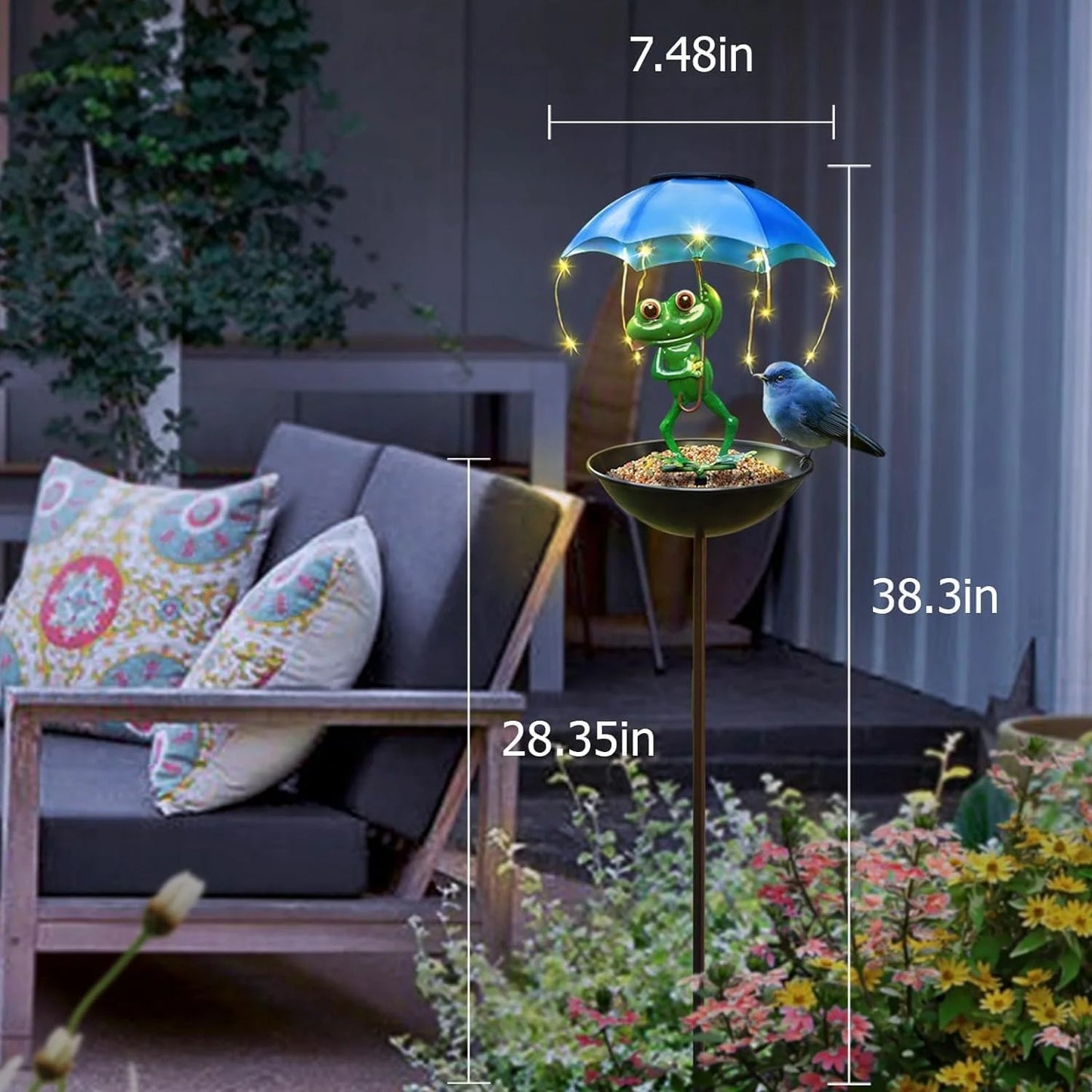 Hummingbird Feeder And Frog Garden Light
