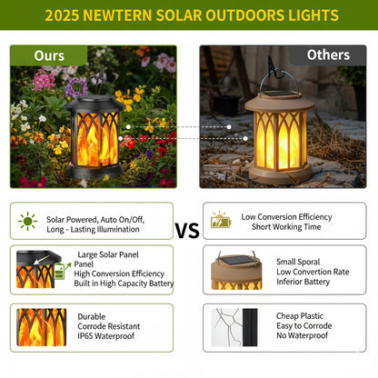 1 Pack Solar Lantern Outdoor Lights, Upgraded Flickering Flame Solar Lanterns Lights Outdoor Waterproof, Hanging Lantern Decorative Solar Powered Lanterns for Yard Patio Path Tree Garden Decor