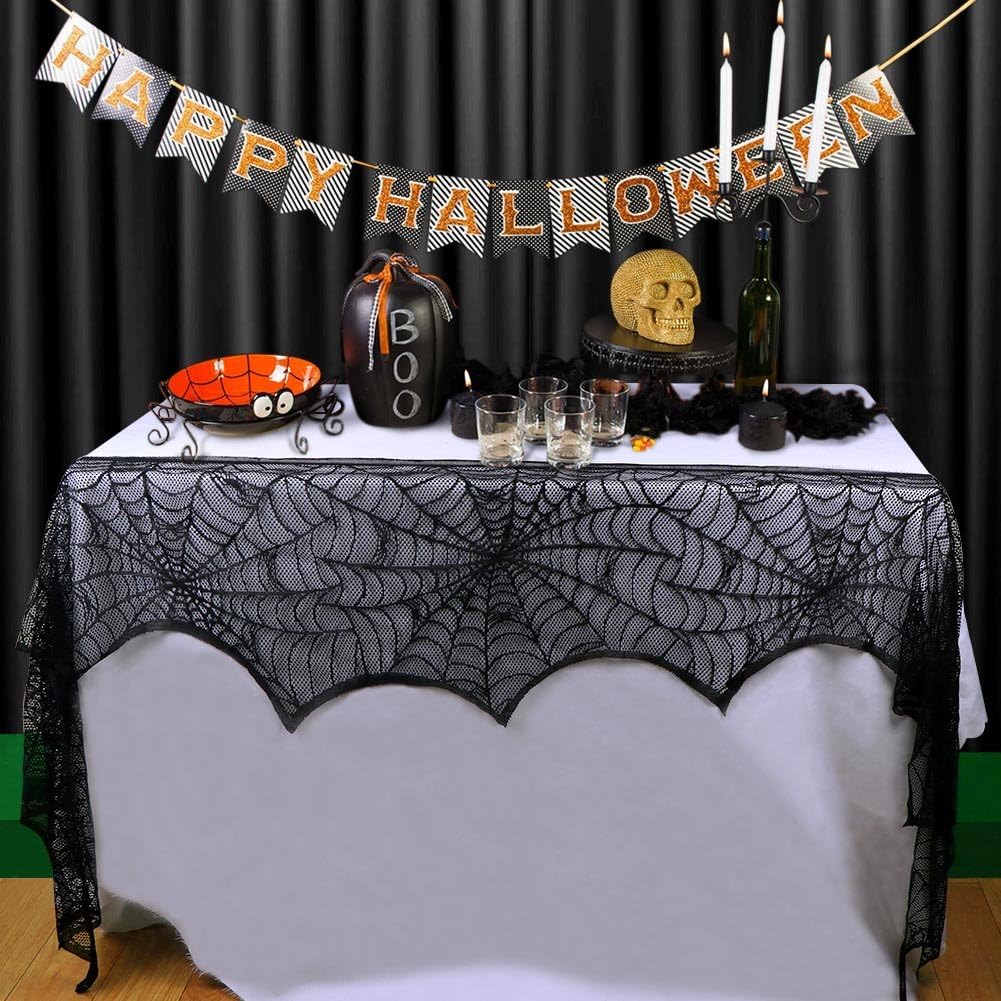 Lysliv Black Lace Spiderweb Halloween Decoration