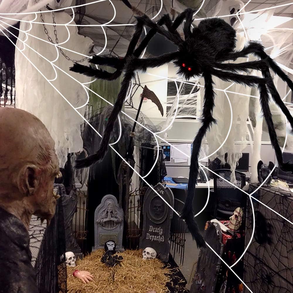 Lysliv Halloween Spider Web and Giant Spider Decorations
