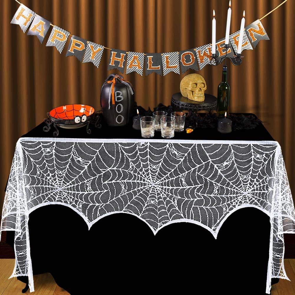 Lysliv Black Lace Spiderweb Halloween Decoration