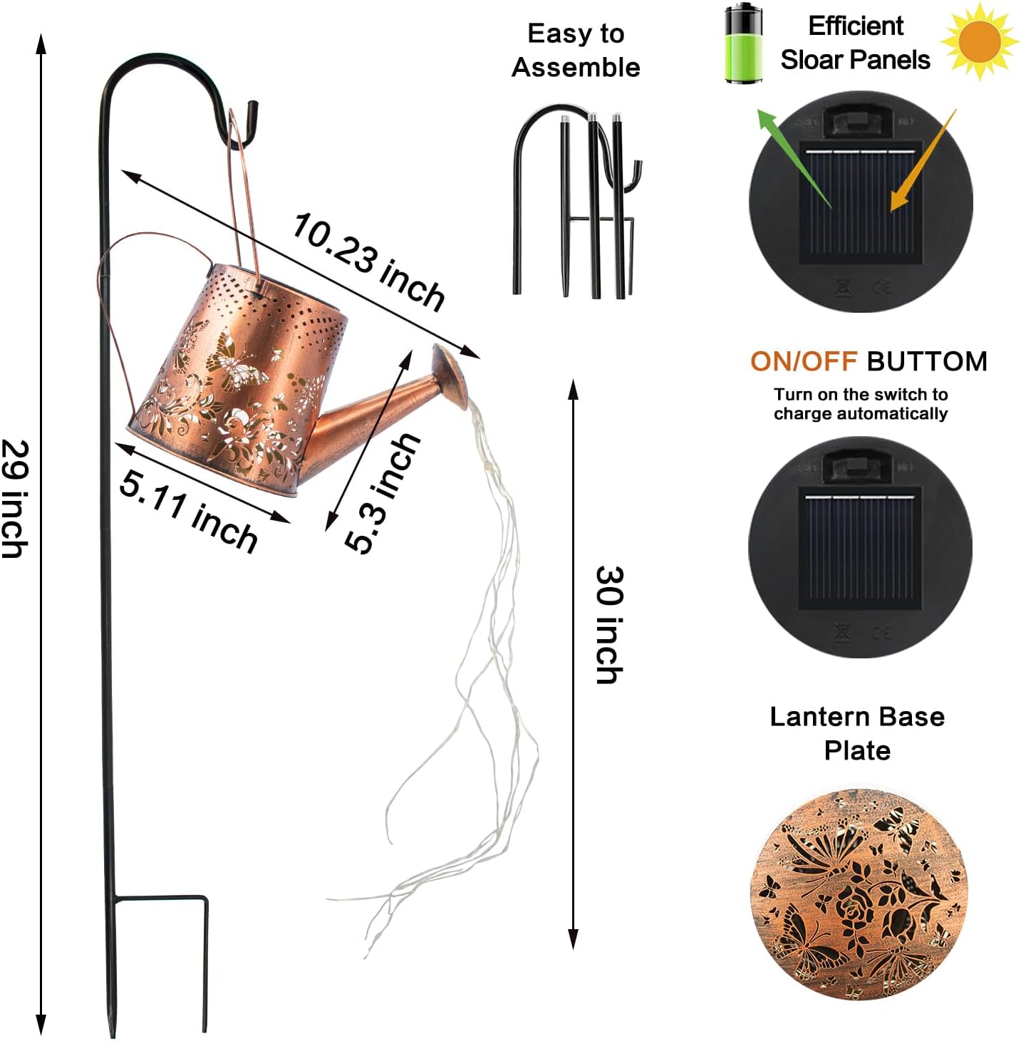 Solar Watering Can Outdoor Lights (Butterfly)