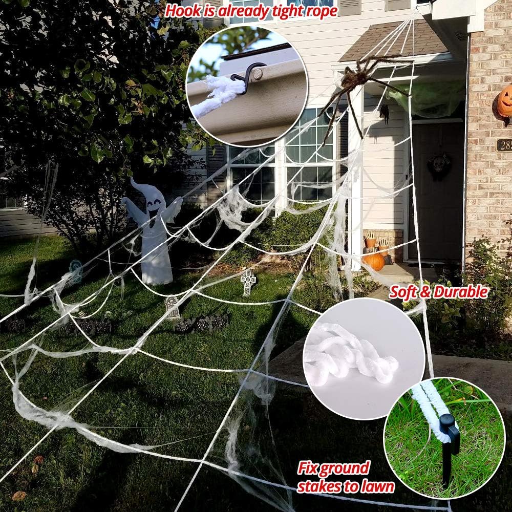 Lysliv Halloween Spider Web and Giant Spider Decorations
