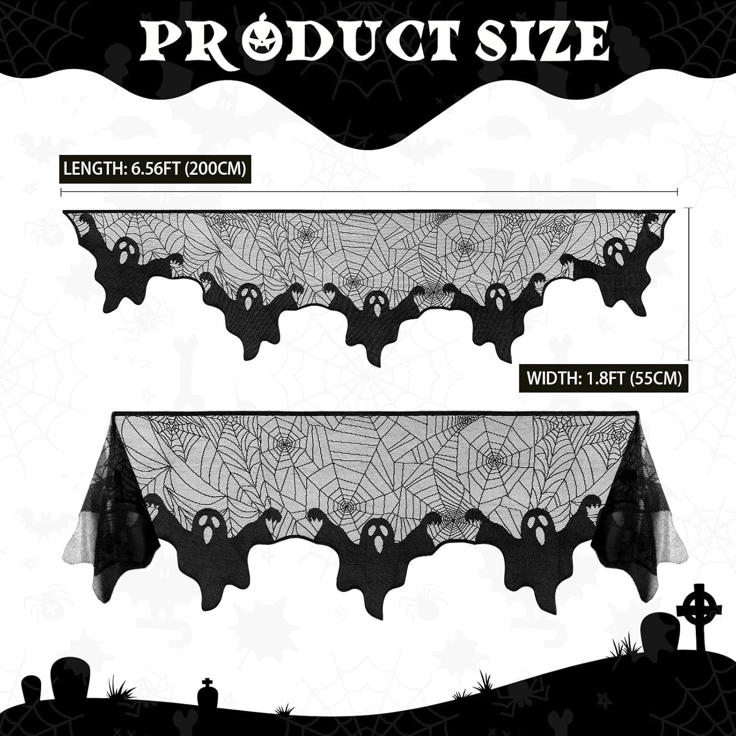 Lysliv Black Lace Spiderweb Halloween Decoration
