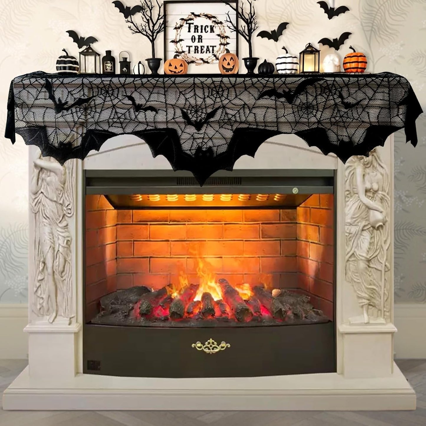 Lysliv Black Lace Spiderweb Halloween Decoration