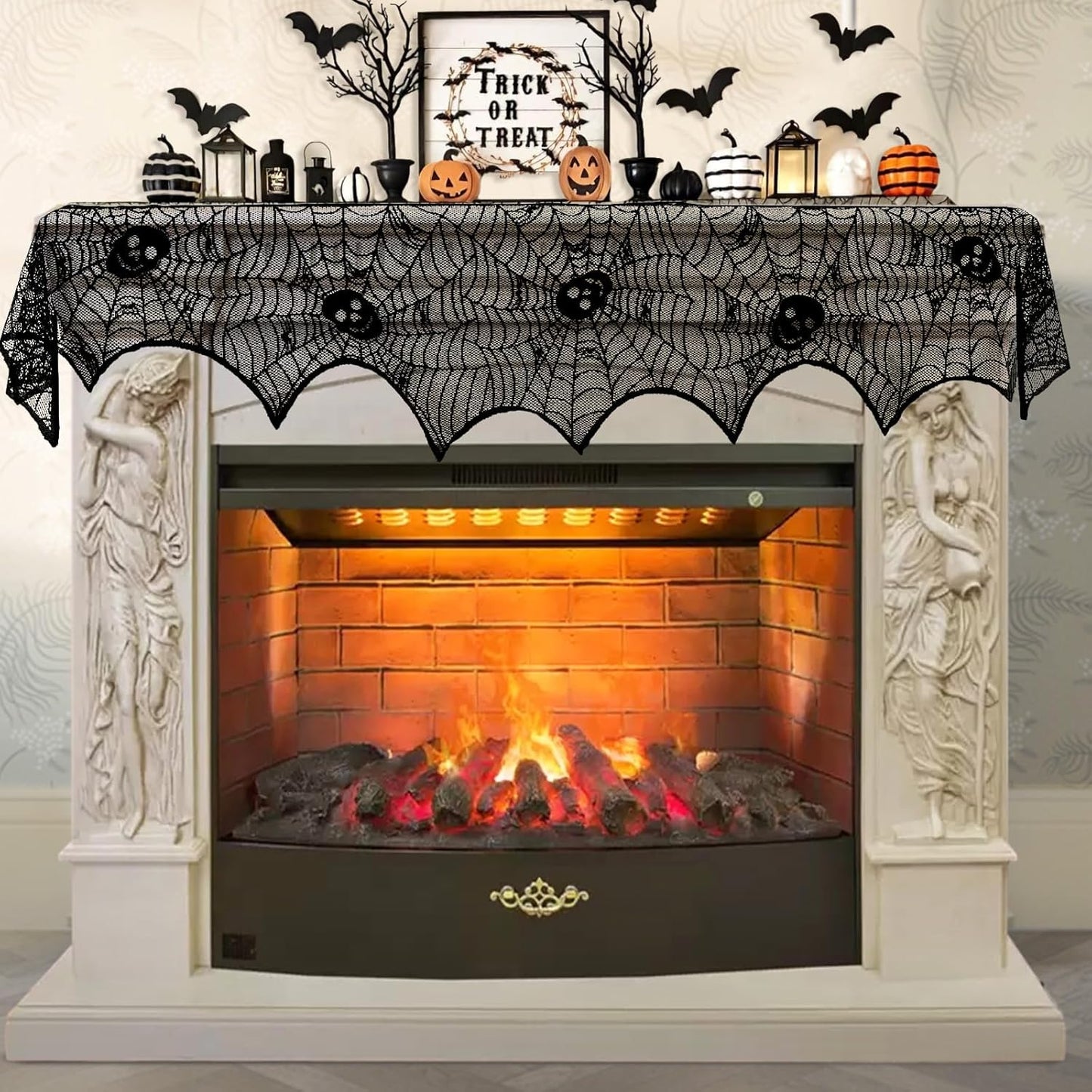 Lysliv Black Lace Spiderweb Halloween Decoration