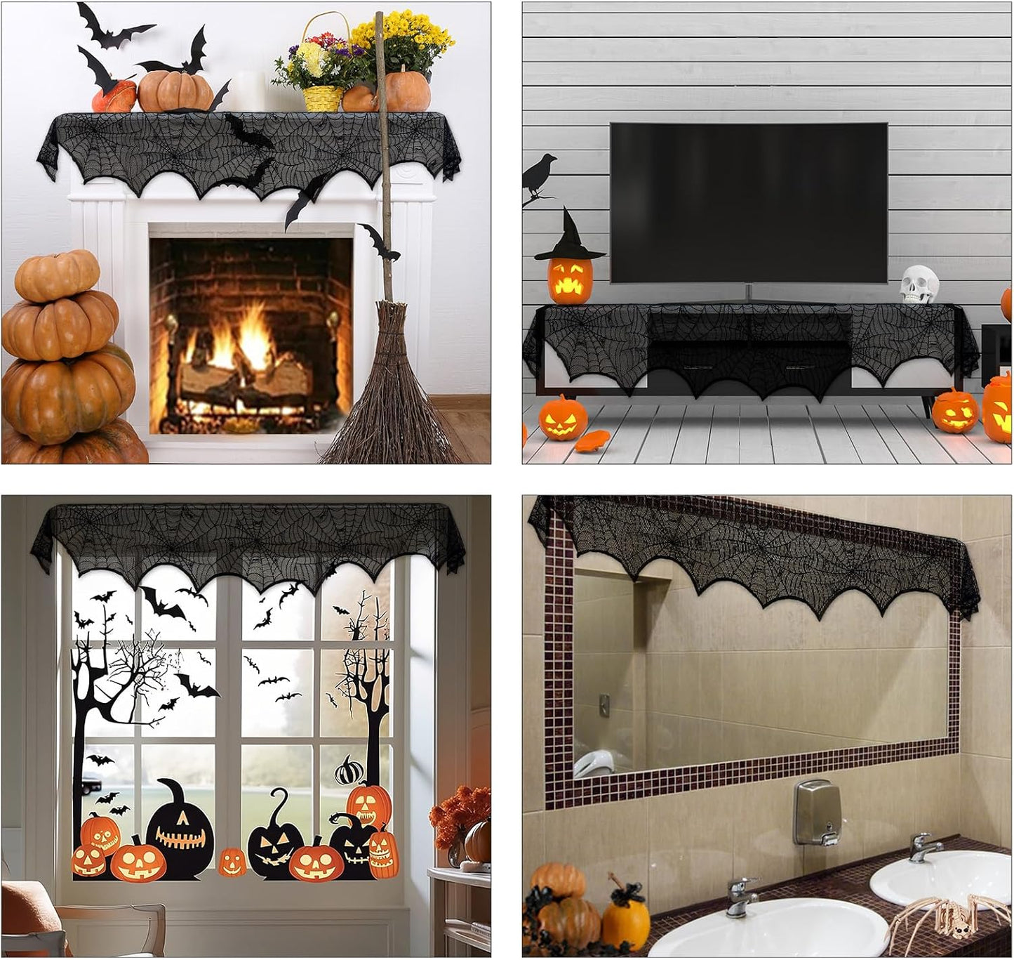 Lysliv Black Lace Spiderweb Halloween Decoration