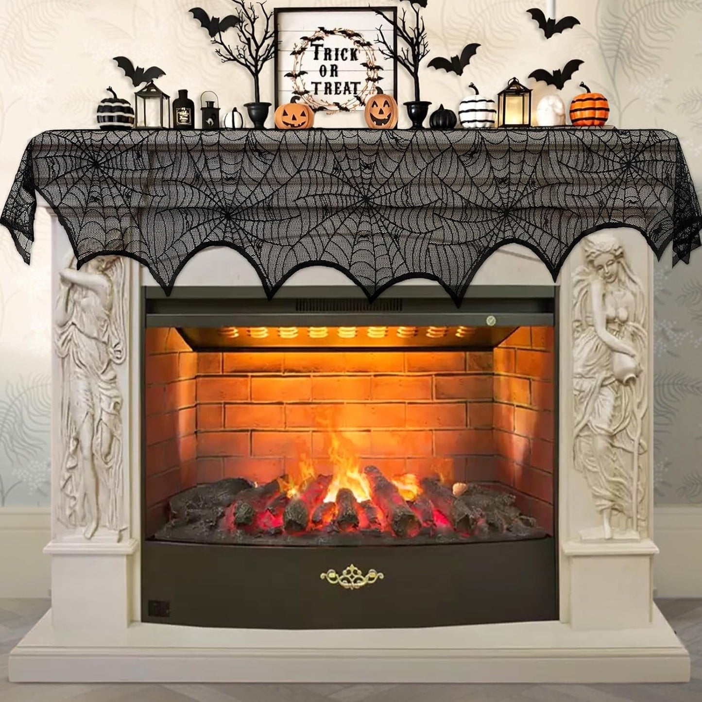 Lysliv Black Lace Spiderweb Halloween Decoration