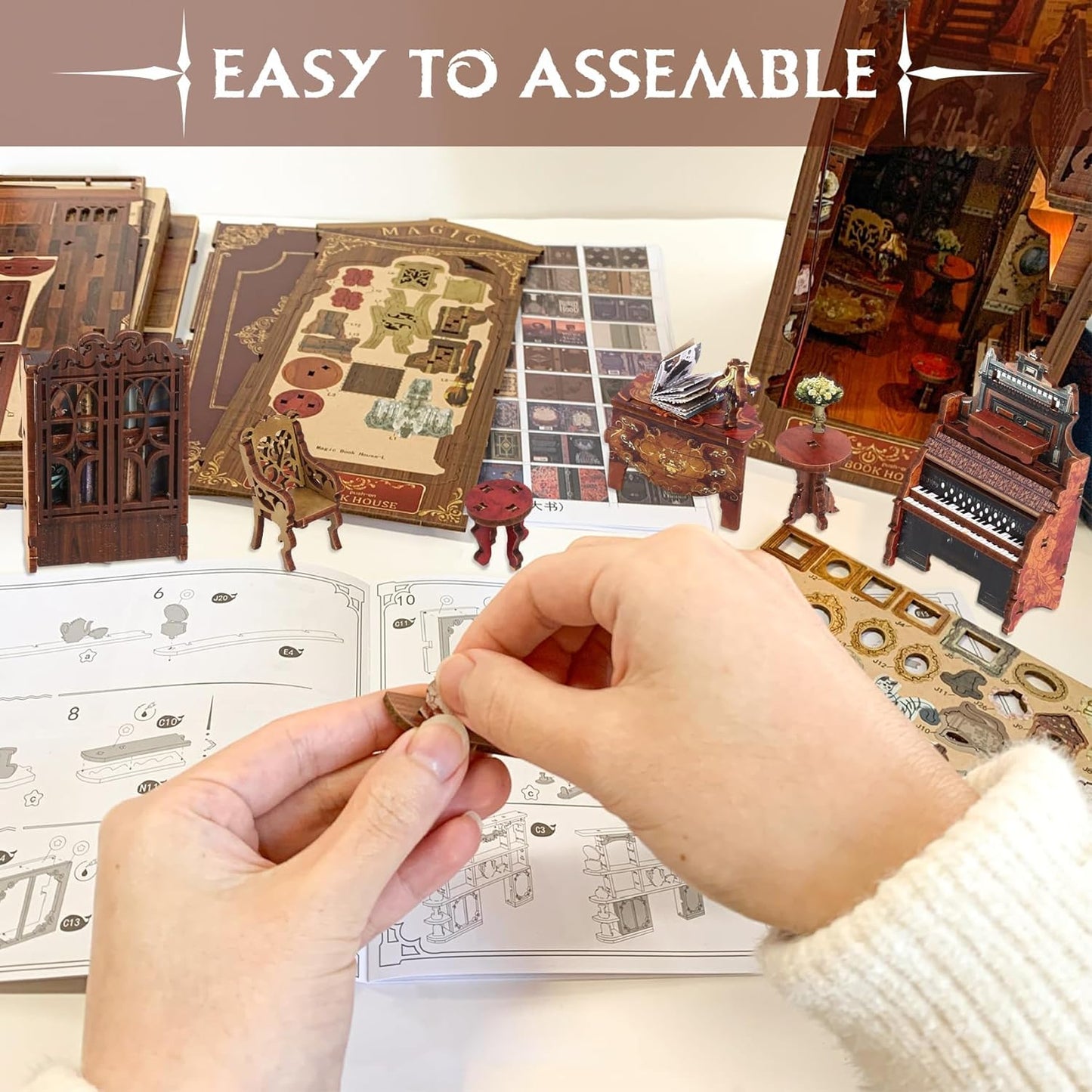 Lysliv Book Nook Kit - DIY Doll House Booknook