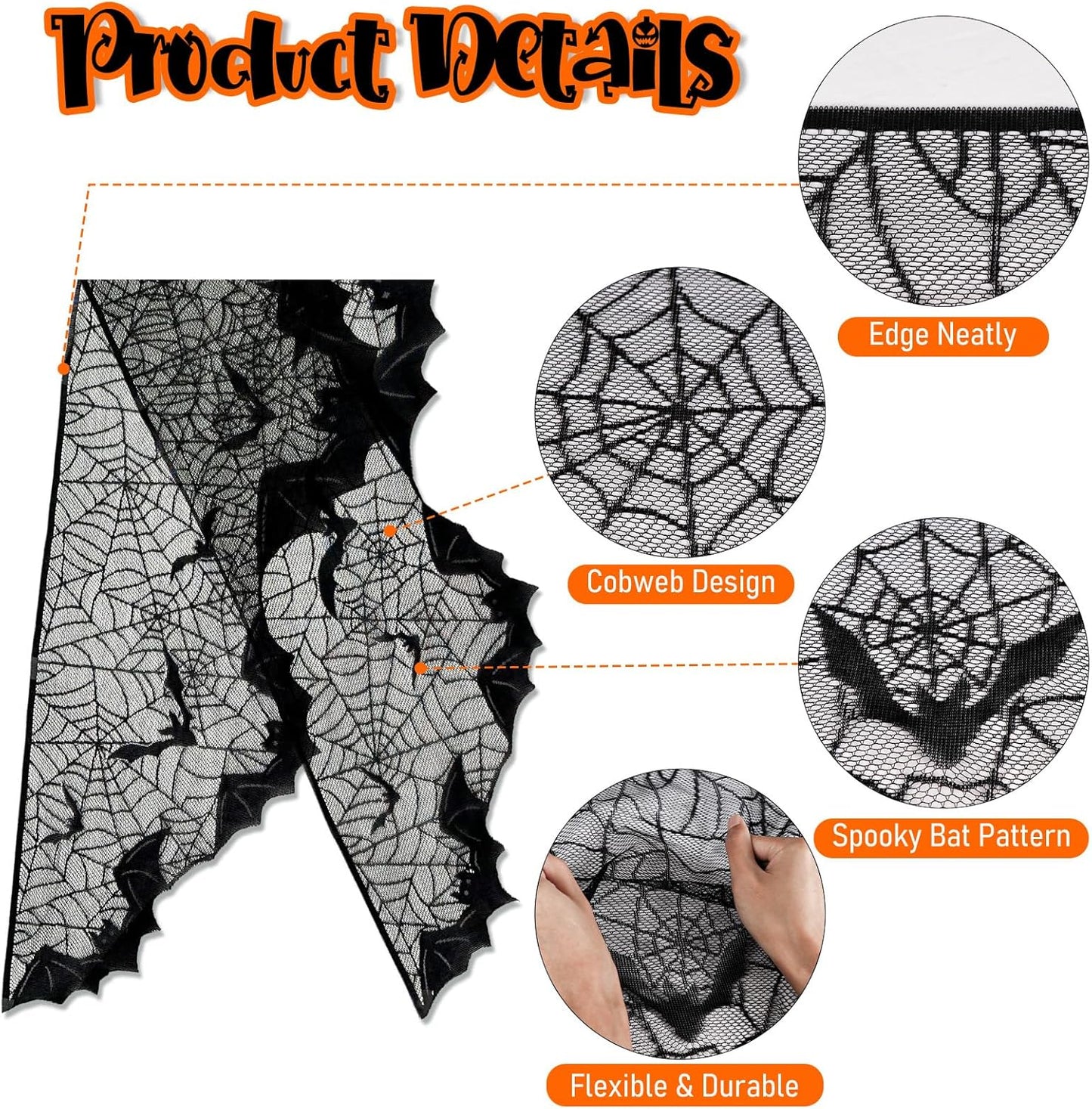 Lysliv Black Lace Spiderweb Halloween Decoration