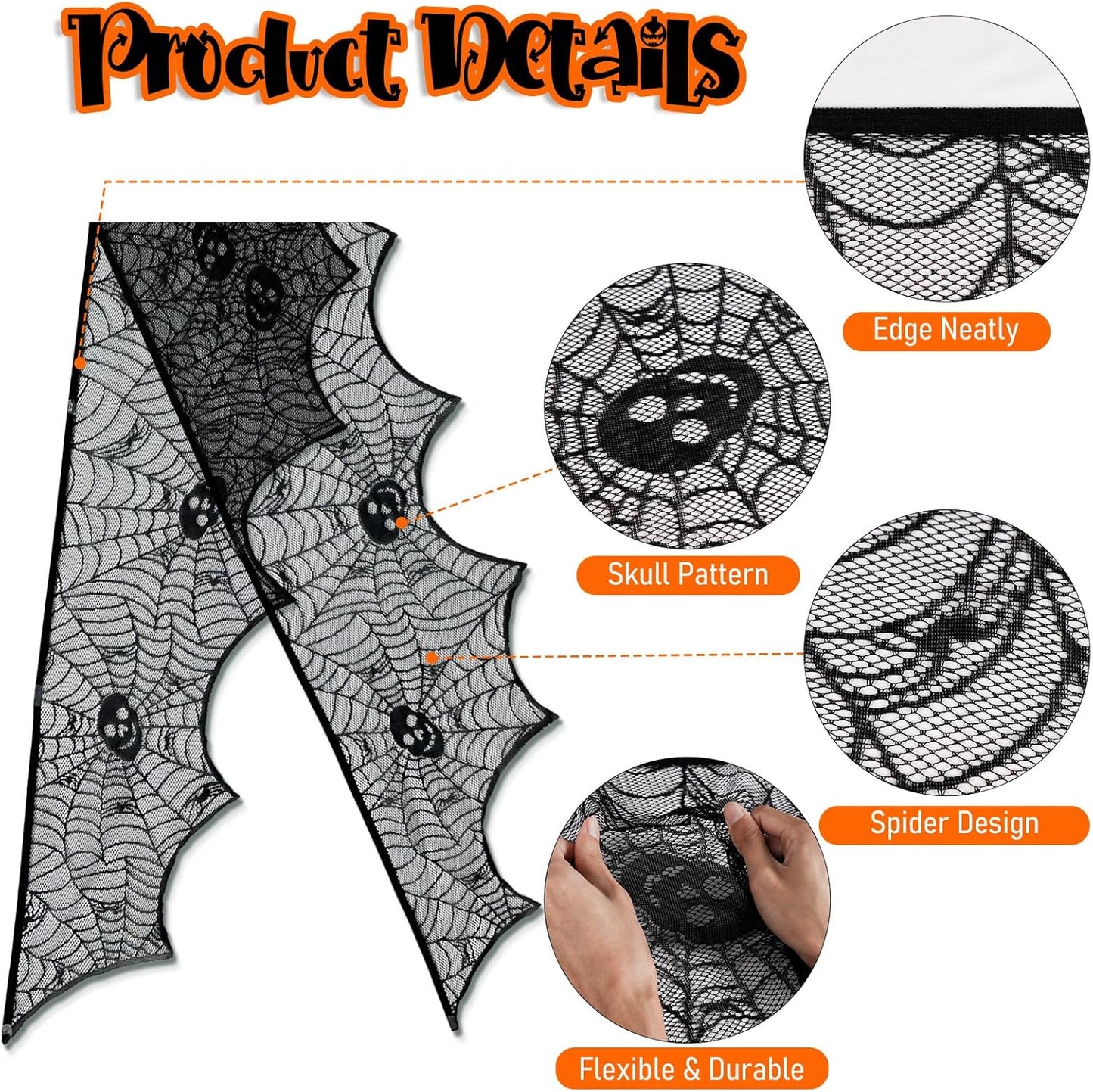 Lysliv Black Lace Spiderweb Halloween Decoration