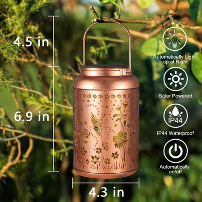 Solar Lanterns Outdoor Waterproof Hummingbird Garden Decor Gifts for Women Mom Grandma Hanging Solar Lights Metal Solar Decoration Outside for Yard, Patio,Backyard,Porch