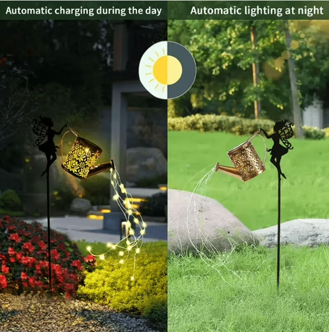Solar Watering Can Fairy Lights